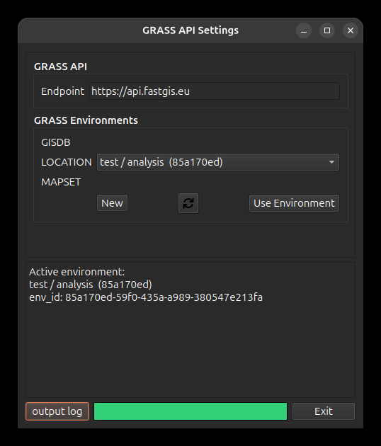 GRASS environment dialog