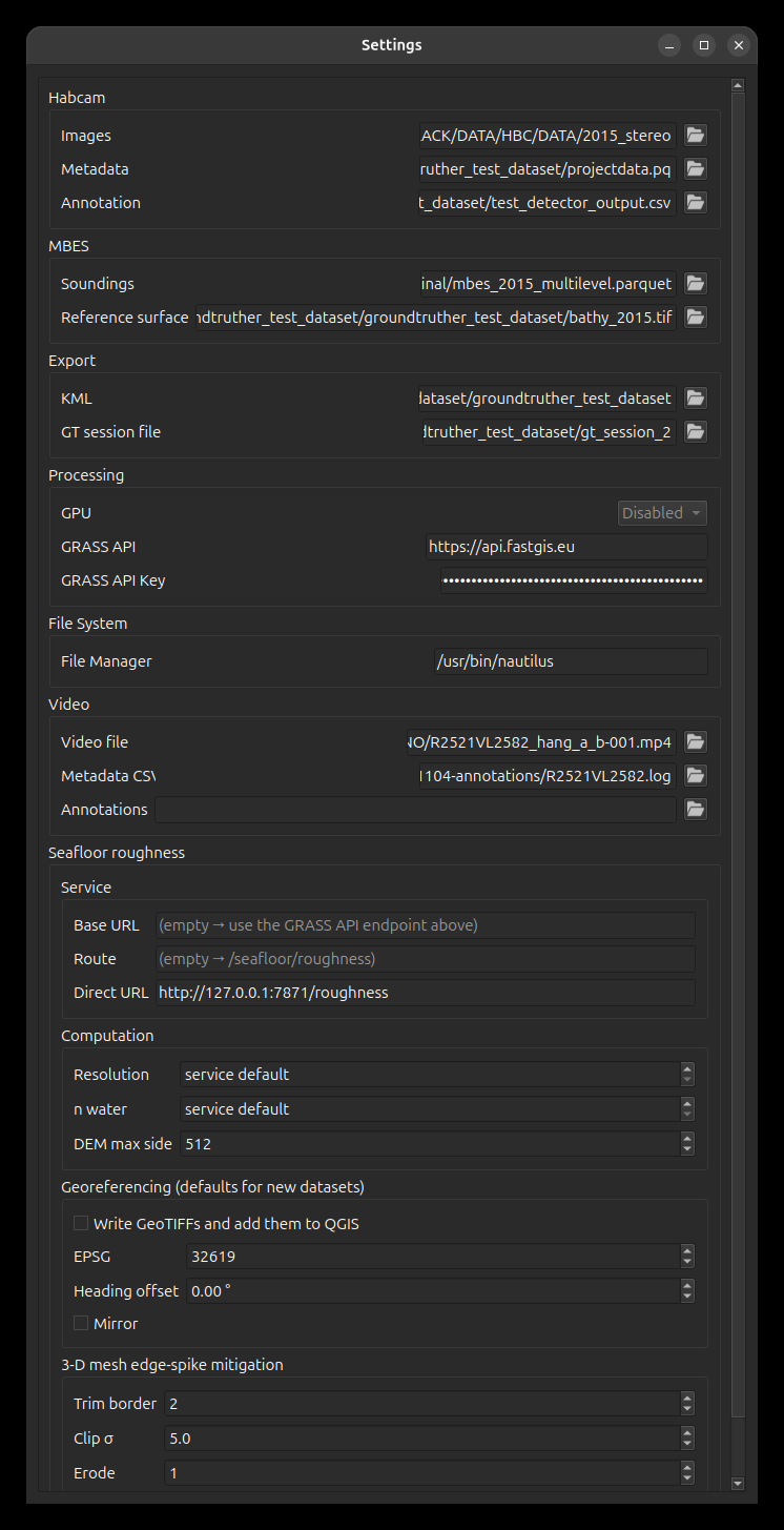 The Settings dialog